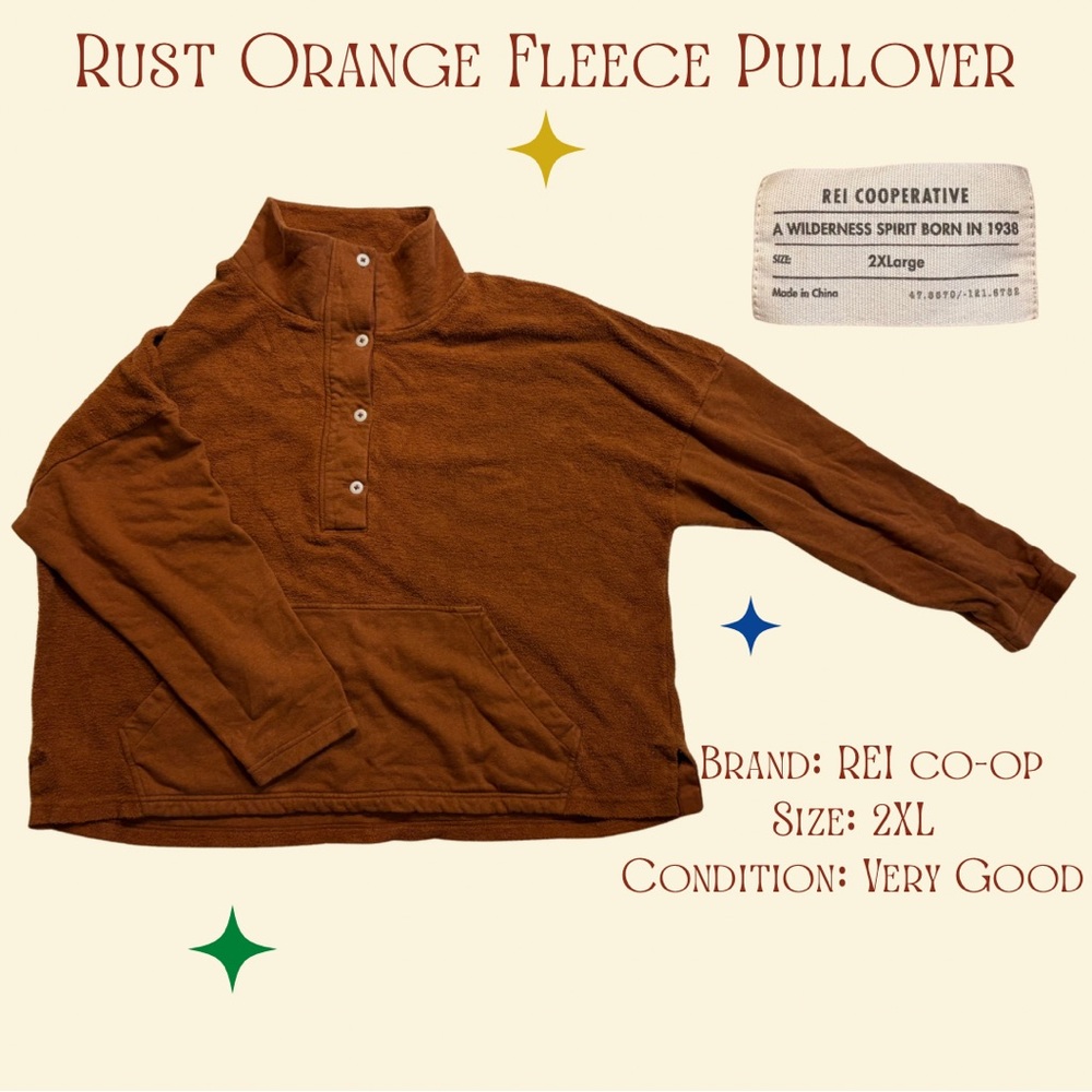 REI Co-op Rust Orange Fleece Pullover
